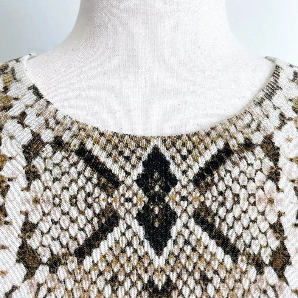 J. Crew Snakeskin Print Merino Wool Crewneck Sweater